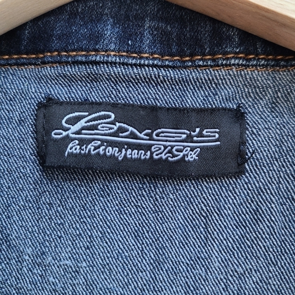 Denim Vest with Embroidered Calavera, Size XL - Picture 7 of 8